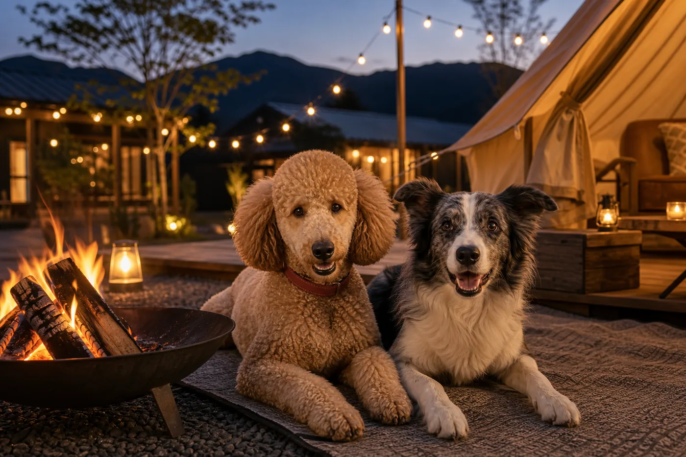 グランピングテントと犬